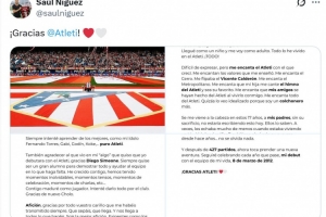 萨乌尔告别马竞:我感激17年来我在这里遇到的每一个人